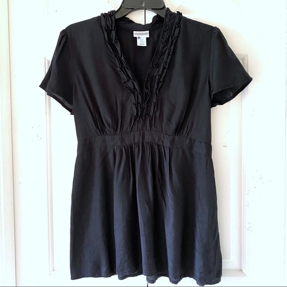 Motherhood Maternity Black Ruffled Shirt Top Slvls - Picture 10 of 11
